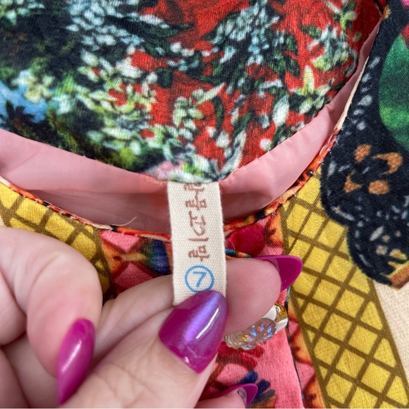 Asian Inspired Print Girls Quilted Jacket Coat - Picture 8 of 12